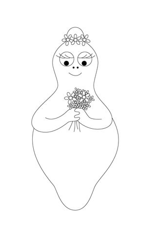 Barbamama Is Holding A Bouquet Of Beautiful Flowers Coloring Page